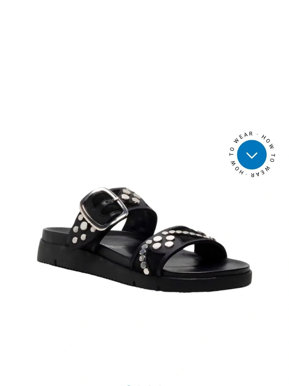 Free People Black Revelry Studded Double Strap Slide Sandals